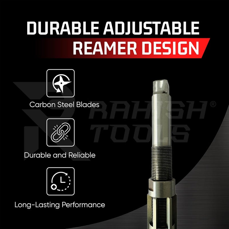 RAHISH TOOLS Adjustable Hand Reamer Tool H4 to H11 Sizes - 15/32" to 1-1/16” Reaming Tool for Precise Hole Finishing with Carbon Steel Blades - Hand Tools Reamers for Metal & Wood - 11.90mm - 26.98mm - Image 3